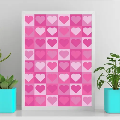 Arte Quadro Digital - Coração Quadrados Bauhaus