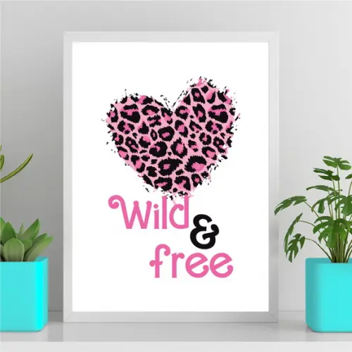 Arte Quadro Digital - Coração Onça - Wild And Free