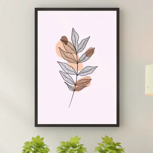 Arte Quadro Digital - Folha Abstrato Peach Fuzz
