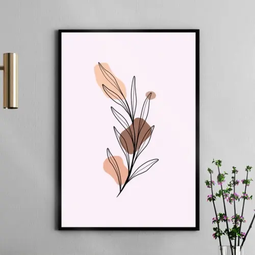 Arte Quadro Digital - Folha Formas Abstrato Peach Fuzz