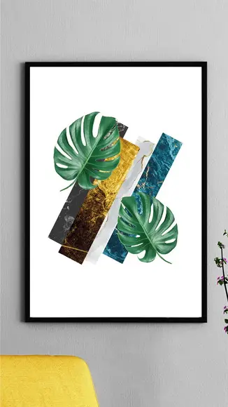 Arte Quadro Digital - Folhas Costela de Adão - Mármore