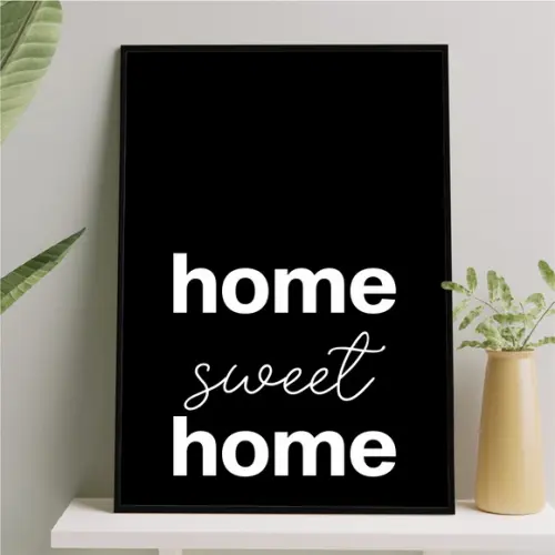 Arte Quadro Digital - Home Sweet Home Preto e Branco