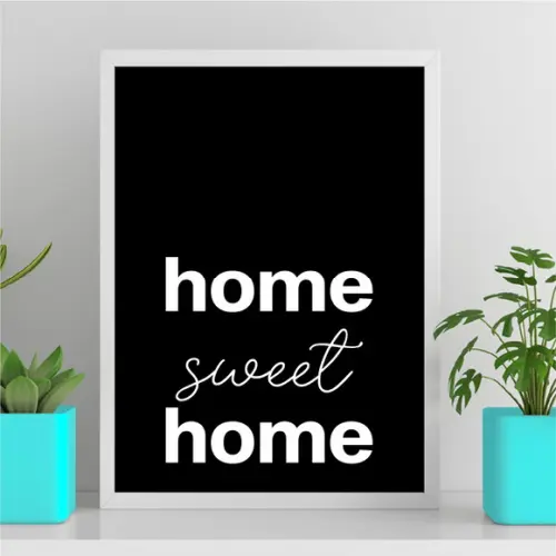 Arte Quadro Digital - Home Sweet Home Preto e Branco