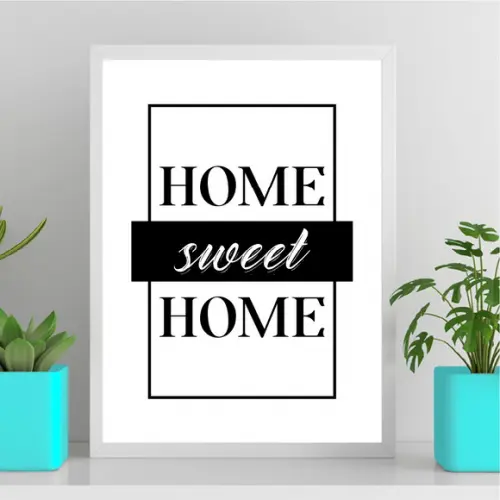 Arte Quadro Digital - Home Sweet Home Preto e Branco