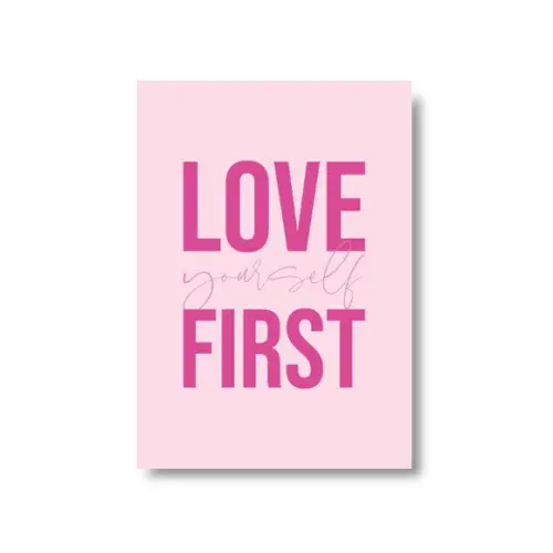 Arte Quadro Digital - Love Yourself First - Rosa