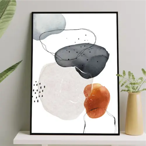 Arte Quadro Digital - Manchas Aquarela Preto e Vermelho