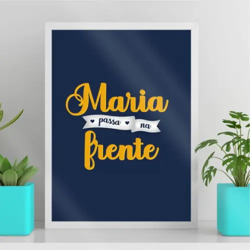 Arte Quadro Digital - Maria Passa na Frente - Azul e Amarelo