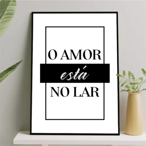 Arte Quadro Digital - o Amor Está no Lar Preto e Branco