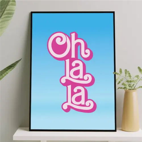 Arte Quadro Digital - Oh La La - Azul e Rosa