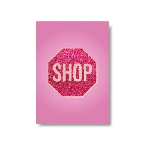 Arte Quadro Digital - Placa Shop Glitter Rosa