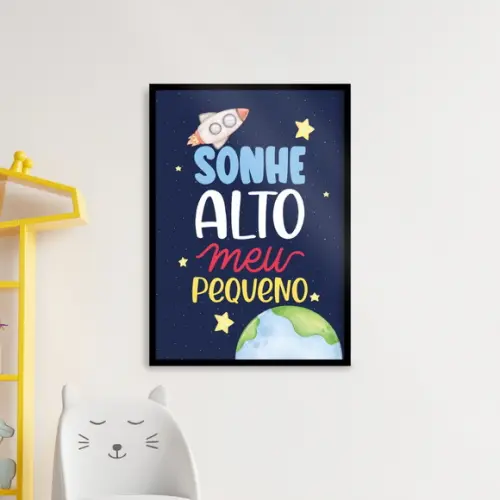 Arte Quadro Digital - Sonhe Alto Meu Pequeno - Foguete