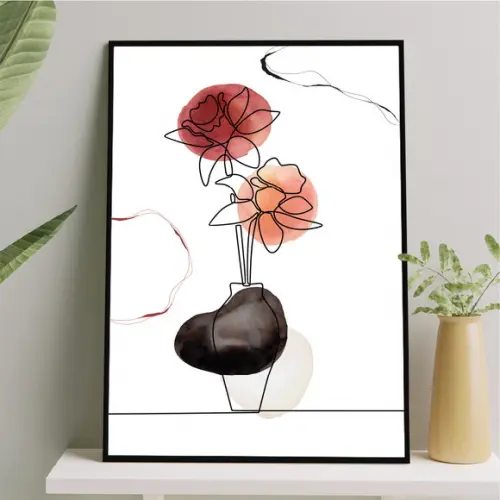Arte Quadro Digital - Vaso de Flores One Line Abstrato