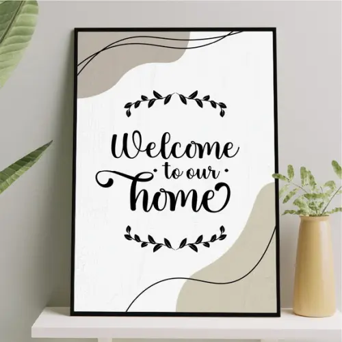 Arte Quadro Digital - Welcome To Our Home Abstrato Bege