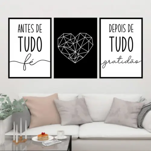 Trio Quadros Digitais - Antes de Tudo Coração Geométrico