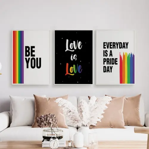 Trio Quadros Digitais - Be You - Love Is Love - Arco Íris