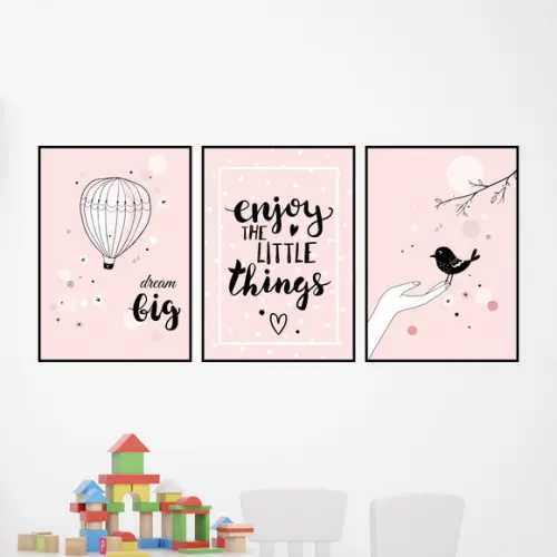 Trio Quadros Digitais - Enjoy the Little Things Balão Dream