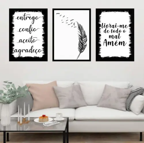 Trio Quadros Digitais - Entrego Confio Aceito Agradeço Risca
