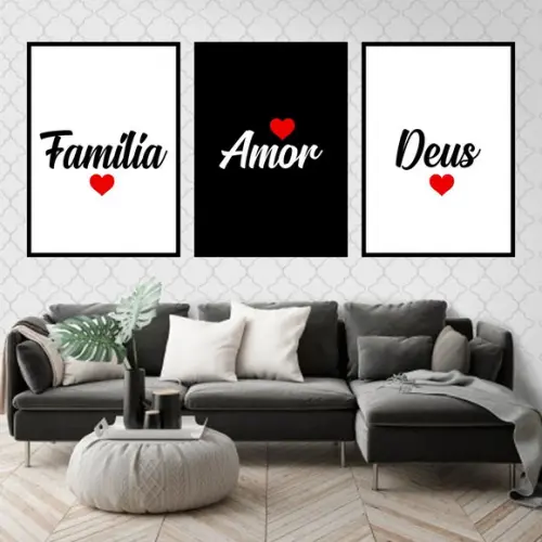 Trio Quadros Digitais - Família Amor Deus