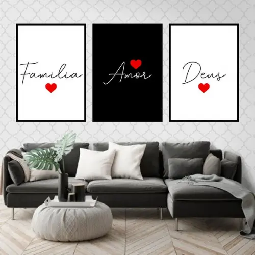 Trio Quadros Digitais - Família Amor Deus