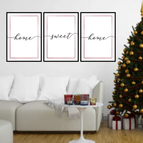 Trio Quadros Digitais - Home Sweet Home Rosegold