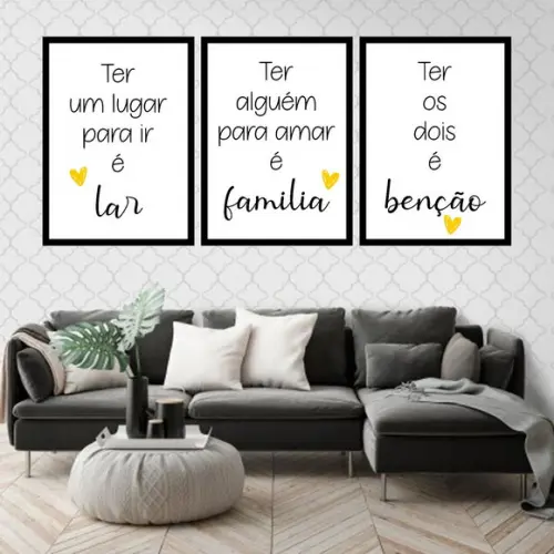 Trio Quadros Digitais - Lar Família Benção Amarelo
