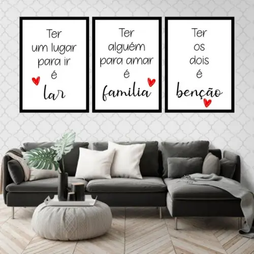 Trio Quadros Digitais - Lar Família Benção Vermelho