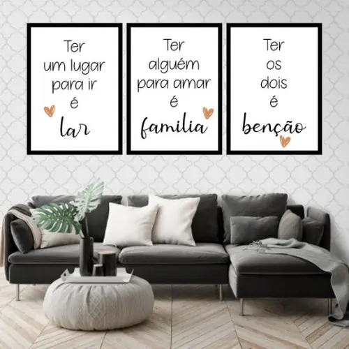 Trio Quadros Digitais - Lar Família Benção Marrom
