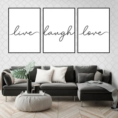 Trio Quadros Digitais - Live Laugh Love