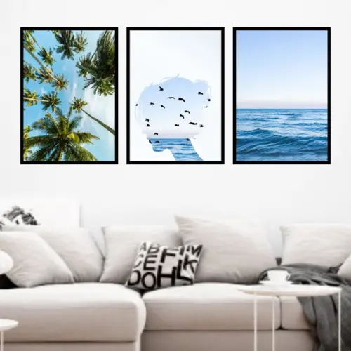 Trio Quadros Digitais - Menina Mar