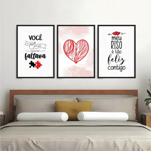 Trio Quadros Digitais - Meu Riso É Tão Feliz Contigo Coração