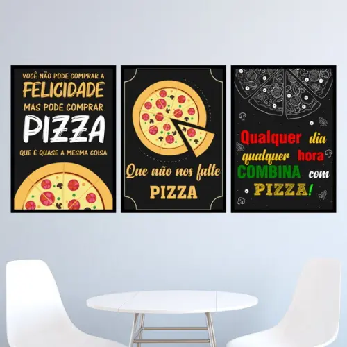 Trio Quadros Digitais - Pizza