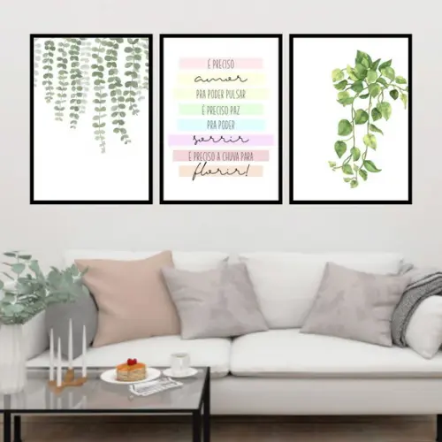 Trio Quadros Digitais - Samambaia É Preciso Amor Planta