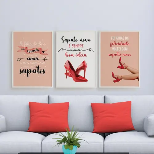 Trio Quadros Digitais - Sapatos Salto Alto Vermelho