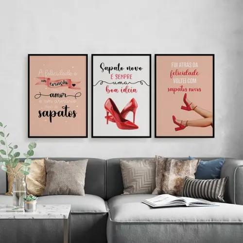 Trio Quadros Digitais - Sapatos Salto Alto Vermelho