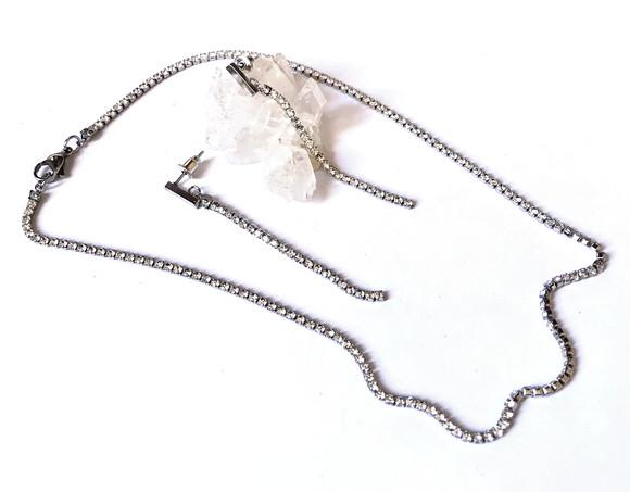 Conjunto Choker e Brincos Aço Inoxidável com Zirconias