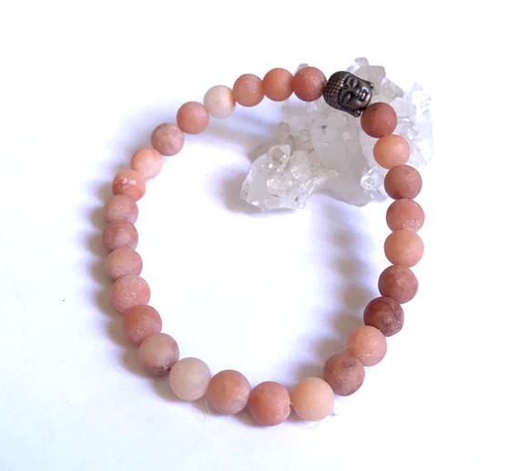 Pulseira Japamala 27 Contas Aventurina Rosa Fosca e Buda