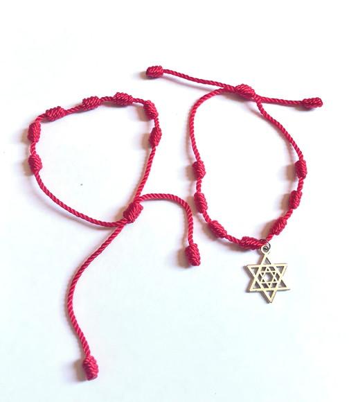 Pulseira Vermelha 7 Nós Kabbalah Sorte e Protecao Kit com 2