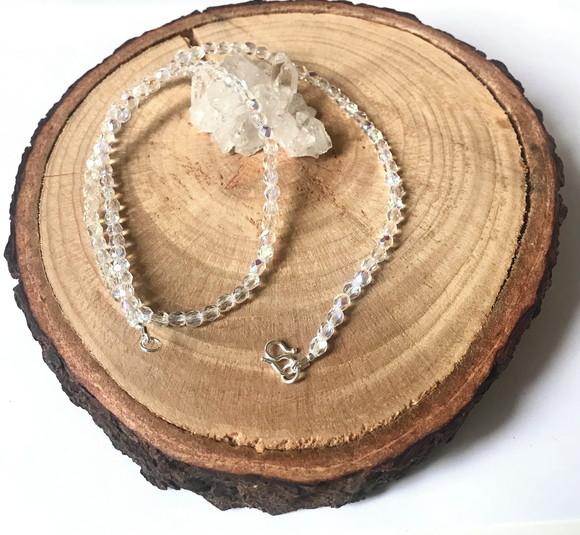 Colar Cristal Theco com Efeito Aurora Boreal e Prata 925