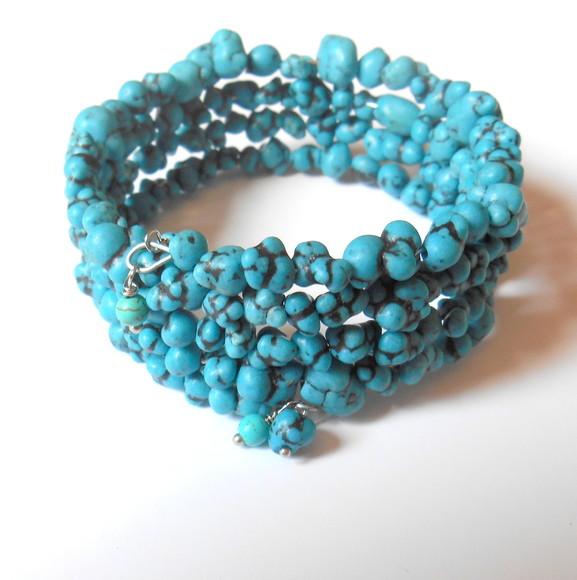 Pulseira Turquesa cérebro ajustável ( mola)