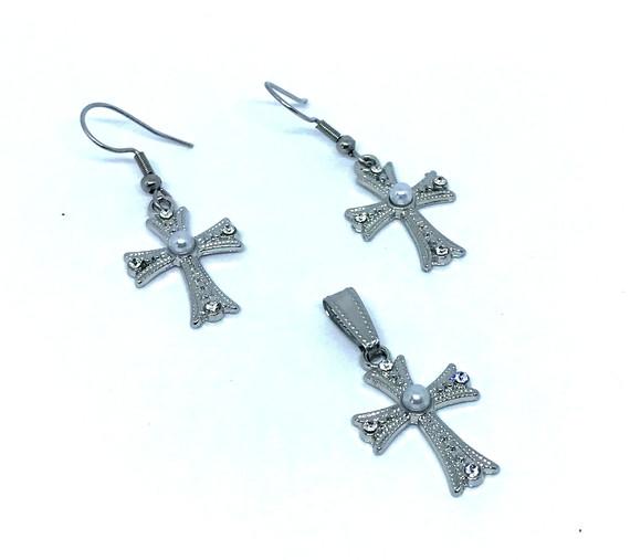 Conjunto Gancho em Aço Inox com Crucifixo em Liga