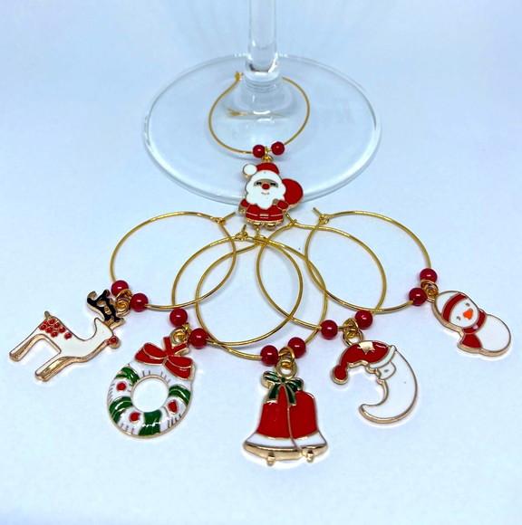 Marcadores de Taça Esmaltado - com 6 / Natal