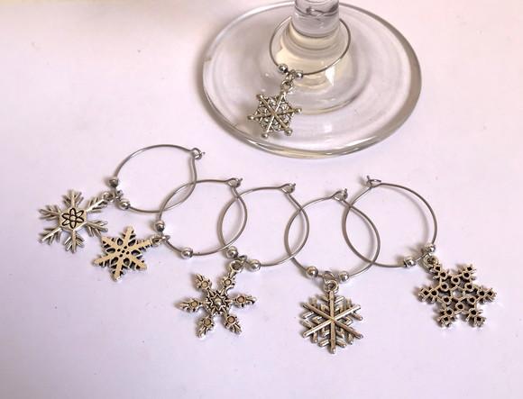 Marcadores de Taça Flocos - com 6 Natal / Ano Novo