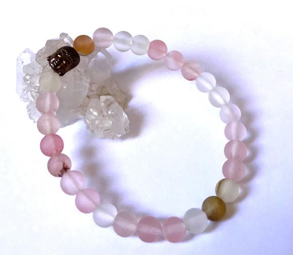 Pulseira Japamala com quartzo melancia fosca 27 contas