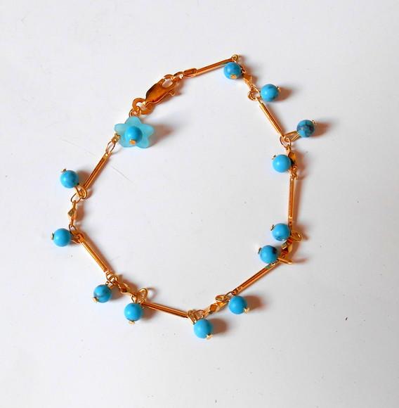 Pulseira Folheada a Ouro com Turquesa