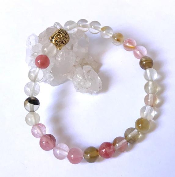 Pulseira Japamala com quartzo melancia 27 contas