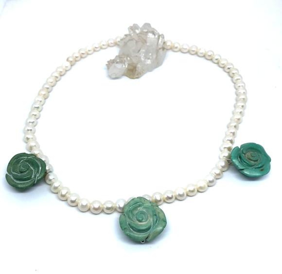 Colar Choker com Pérolas de Água Doce e Turquesa