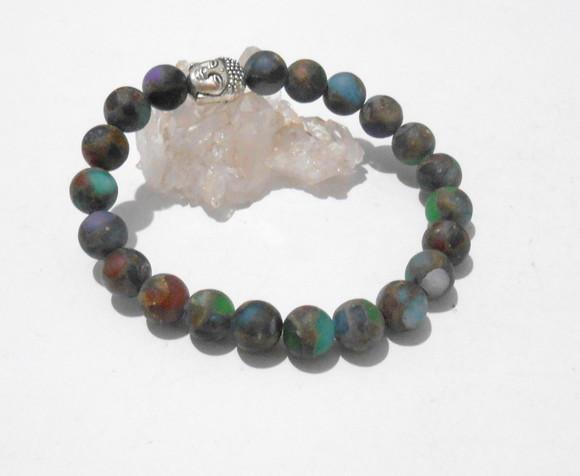Pulseira Japamala 21 contas Jaspe multi colorida fosca