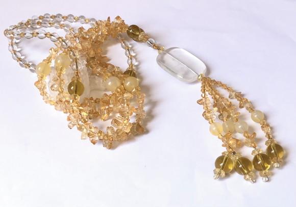 Colar com Contas Resina Amarela e Transparente