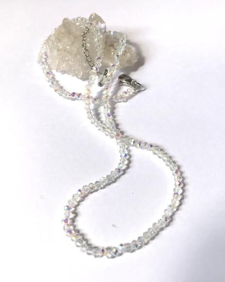 Choker Colar com Cristal Flat Ab 2 mm e Aço Inox