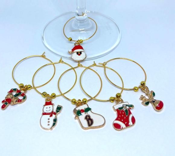 Marcadores de taça esmaltado - com 6 / Natal